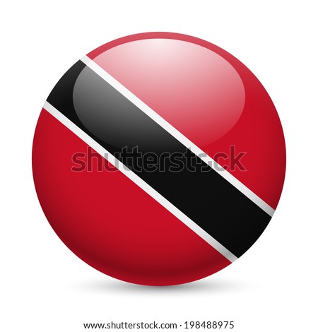 Flag of Trinidad and Tobago as round glossy icon. Button with flag colors