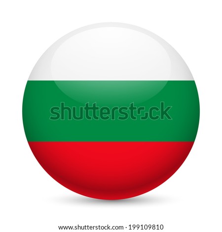 Flag of Bulgaria as round glossy icon. Button with Bulgarian flag