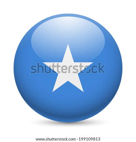 Flag of Somalia as round glossy icon. Button with Somalian flag