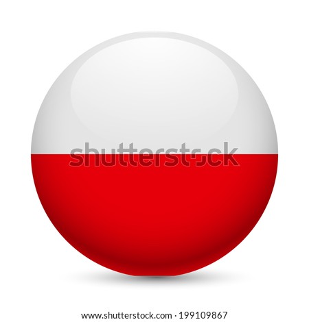 Flag of Poland as round glossy icon. Button with Polish flag