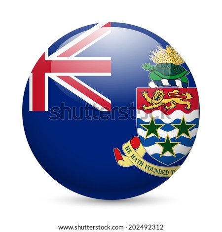 Flag of Cayman Islands as round glossy icon. Button with flag design