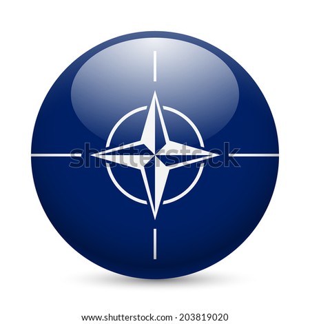 Flag of NATO as round glossy icon. Button with flag design