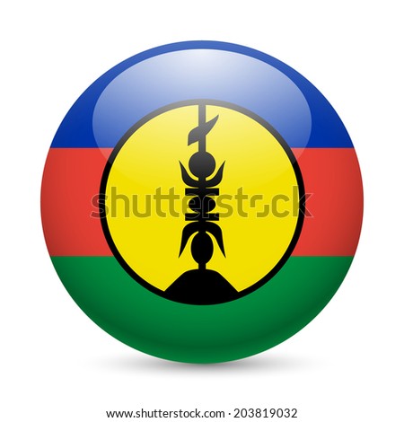 Flag of New Caledonia as round glossy icon. Button with flag design