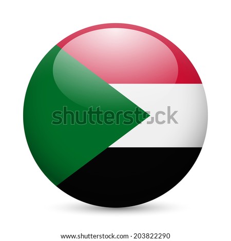 Flag of Sudan as round glossy icon. Button with Sudanese flag