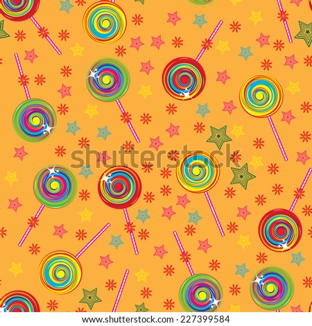 Raster version. Seamless texture colorful lollipops. Illustration for design