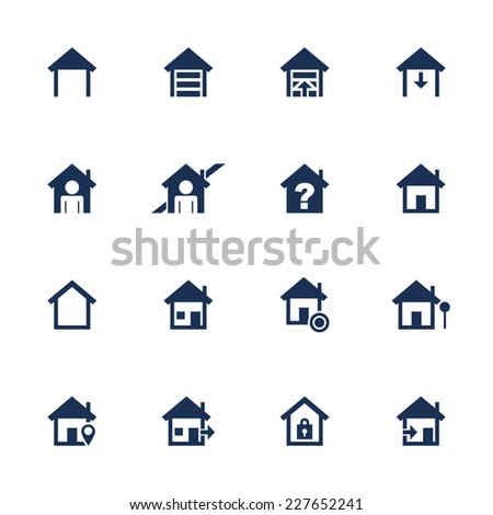 Set of icons with house symbol in flat style