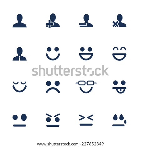 Set of flat icons for emotions and soial network communication