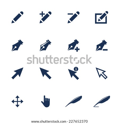 Set of different types of cursor icons in flat style
