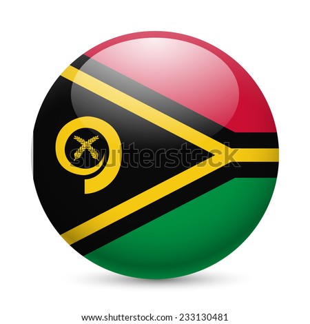 Flag of Vanuatu as round glossy icon. Button with flag design