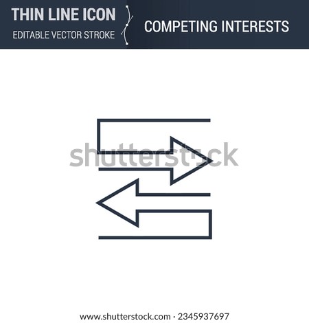 Competing Interests Icon - Thin Line Business Symbol. Perfect for Web Design. High-Quality Outline Vector Concept. Premium, Minimalist, Elegant Logo.