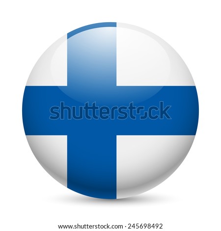 Flag of Finland as round glossy icon. Button with Finland flag