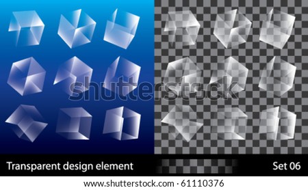 Vector illustration of different position style transparent boxes