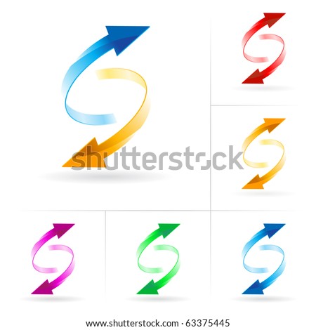 Set #3 of different colored arrow circles isolated on the white