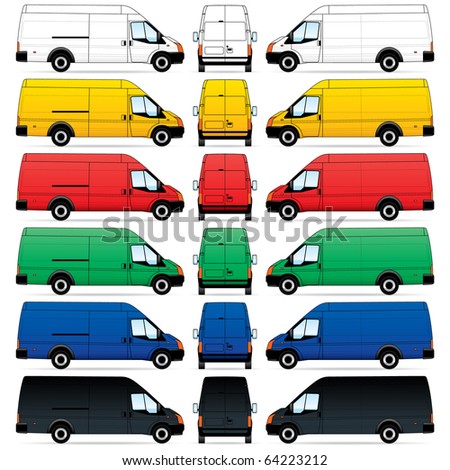 Isolated Delivery Vans on white background. Vector illustration