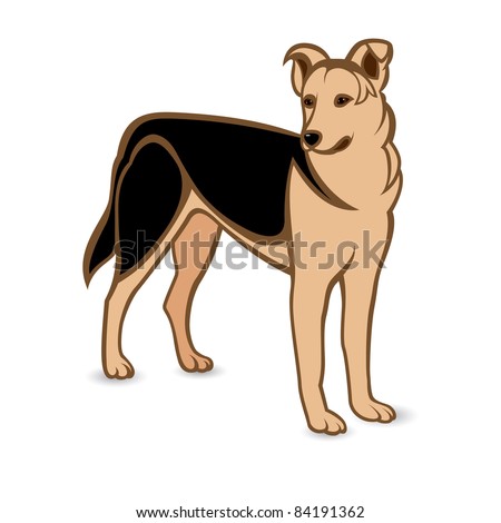 Raster version. Realistic German Shepherd. Illustration on white background Stock foto © 