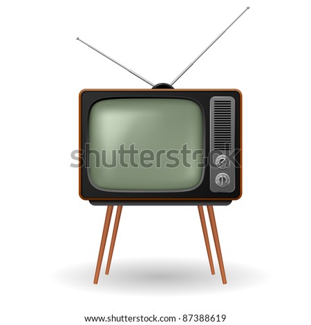 Old-fashioned retro TV. Illustration on white background