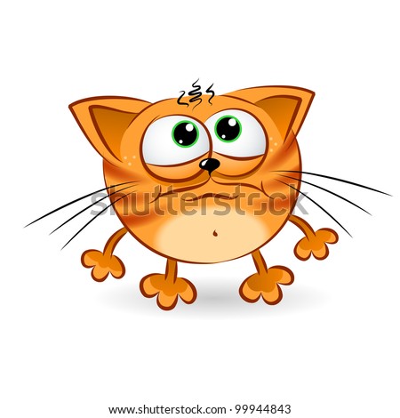 Sad Cartoon Cat. Illustration On White Background For Design - 99944843 ...