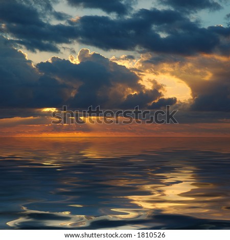 Sunrise Over Pacific Ocean. Square Image for Better Cropping.