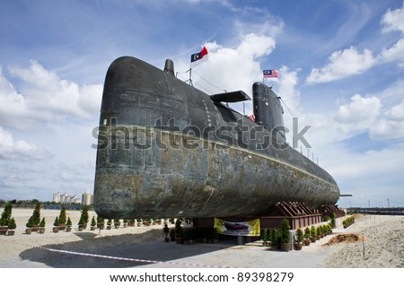 MELAKA, MALAYSIA -NOV 22: A decommissioned Royal Malaysian Navy submarine Agusta 70 converted into museum submarine on November 22, 2011 in Melaka,Malaysia.The submarine was built in 1979