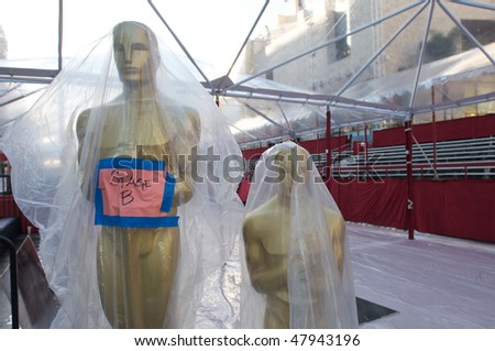 LOS ANGELES - MARCH 3:  Freshly painted Oscar statues ready for the main stage at the Kodak Theater on March 3, 2010 in Los Angeles.  The 82nd annual Academy Awards will be held on March 7, 2010
