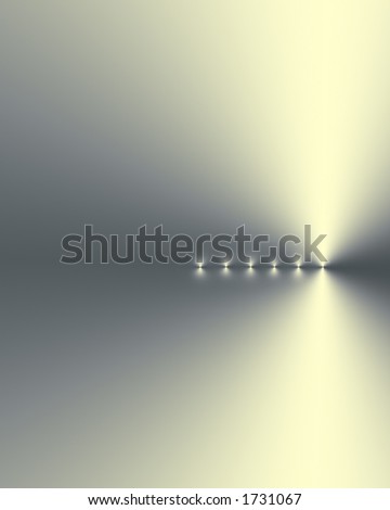 Six points of light in a horizontal line on a silver and pale yellow gradient background.