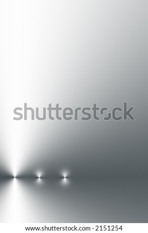 Three points of light in a horizontal line on a silver grey and white gradient background.