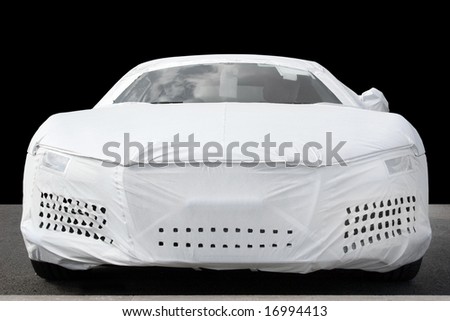 White plastic ventilated protection cover on a german sports car.