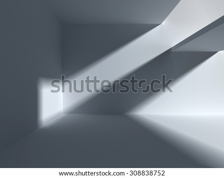 Architectural abstraction with falling light. 3d empty apartment render