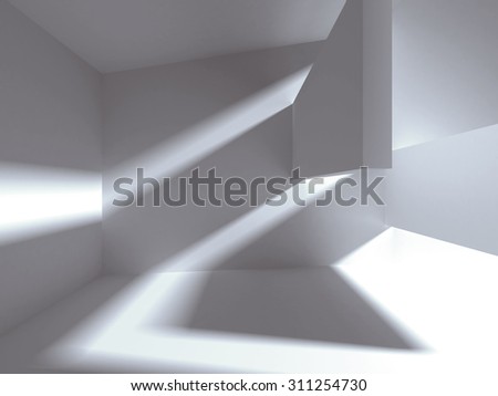 Architectural construction with falling light. 3d render illustration