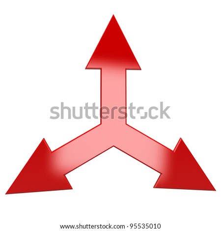 The Pointer Of The Three Arrows In Different Directions Stock Photo ...