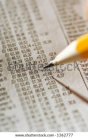 marking stock index in a news paper