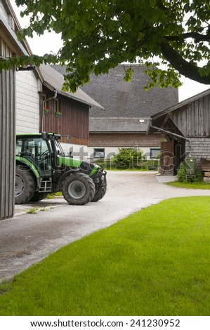 Country yard in Austrian village near Wolfgang see