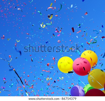 multicolored balloons and confetti in the city festival #2