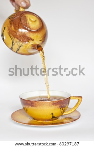 A cup of tea being just poured