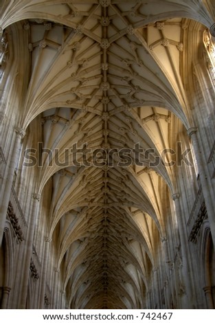 Vaulted ceiling of Winchester cathedral Hampshire England