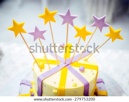 Wedding cake with stars. Ceremony