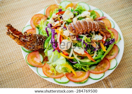 free photos fresh lobster with seafood sald restaurant avopix com