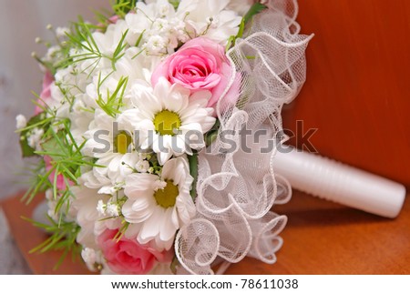 Wedding bouquet on the table.