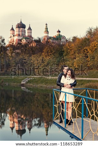 History of our love. Walk on a park, sun, happiness, love.