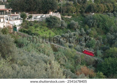 Image, Stock Photo View of the funicular cableway in the viewpoint of Sugar Loaf.