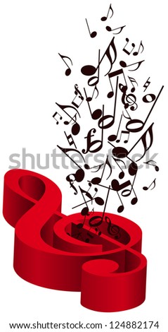 Music with red treble clef