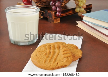 Peanut butter cookies and milk as an after school snack