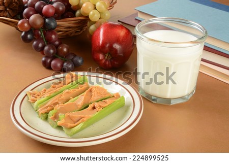 Peanut butter in celery sticks as an after school snack