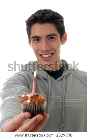 A Handsome Young Man Offering A Birthday Cake Stock Photo 2529900 ...