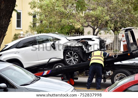 Similar – Image, Stock Photo Crashed car loading=