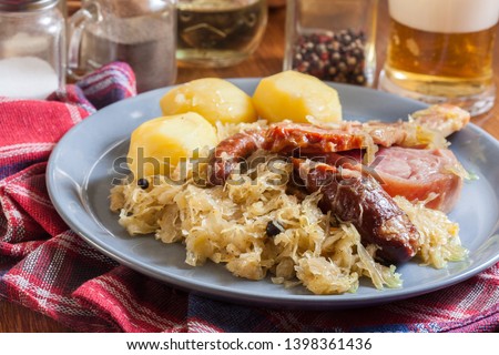 Similar – Image, Stock Photo Choucroute Meat Sausage