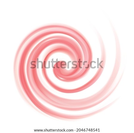 Glossy big radial graphic curvy shape light glow white text space. Whirl red gel eddy syrup surface symbol icon  sign appetizing mix jam juicy fruit bright rose color: redcurrant, cowberry, watermelon