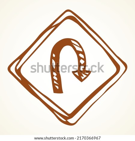 Public point alert roadside notice route info mark plate board logo element. Outline black hand drawn abstract business allow rule rhombus emblem concept design sketch. Doodle cartoon white line style