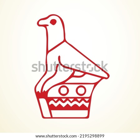 Closeup big retro age artist flag coat arm animal shape view light text space backdrop. Black color linear print contour art close up small cute nest gift cake decor label insignia frame set design