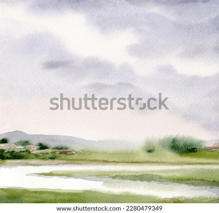 Similar – Image, Stock Photo watercolour Water Lake